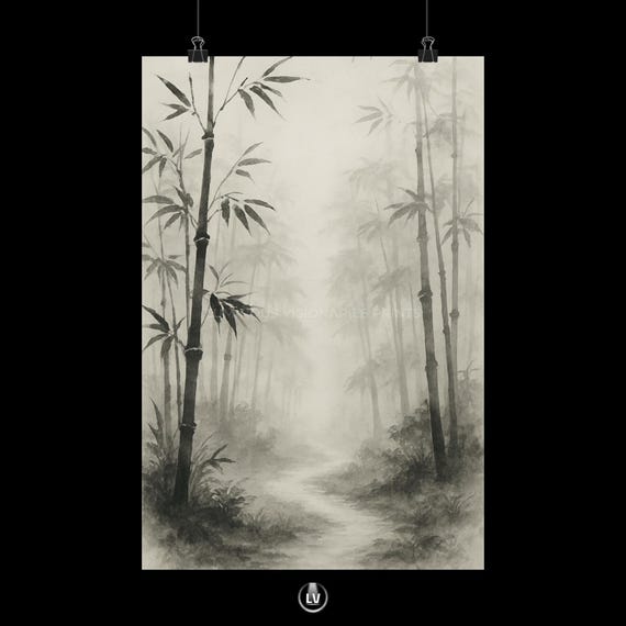 Serene Bamboo Poster Decor Tranquil Wall Art Natureinspired Home Dcor Minimalist Print Asian Nature Lovers Apls 20