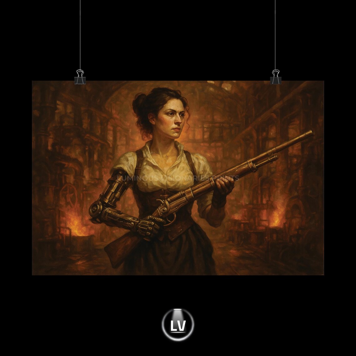 Steampunk Warrior Art Print, Fantasy Gift For Her