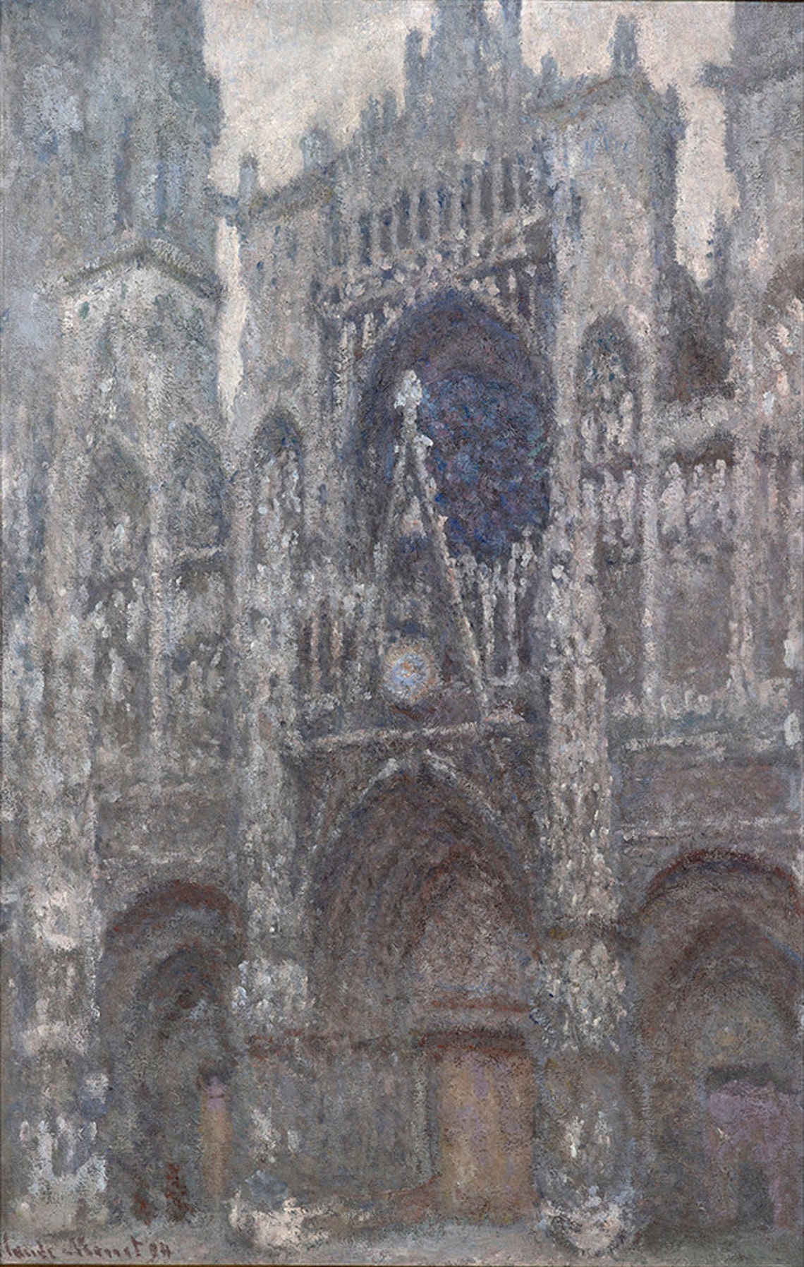 Claude Monet Rouen Cathedral Grey Portal Light Study Art Poster - Image 2
