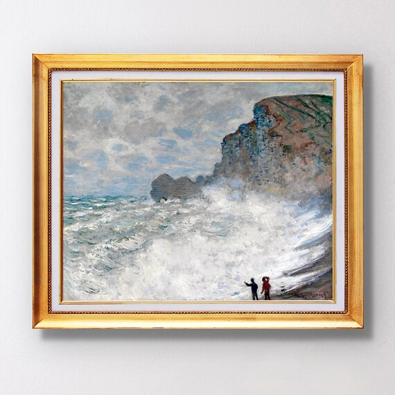 Claude Monet Etretat Cliffs Stormy Sea Dramatic Seascape Poster