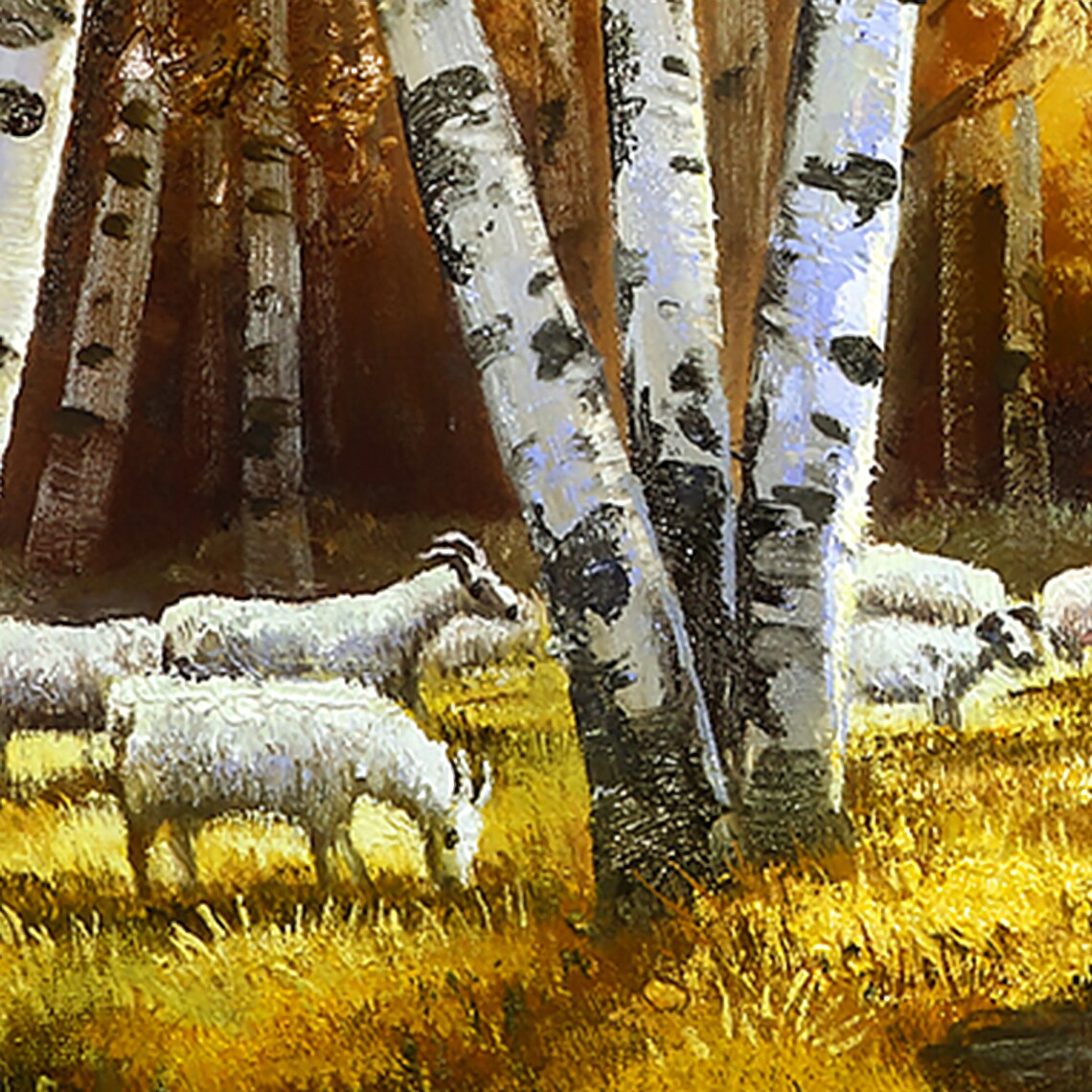 Autumn Birch Tree Oil Painting, Forest Landscape Art Print - Image 2