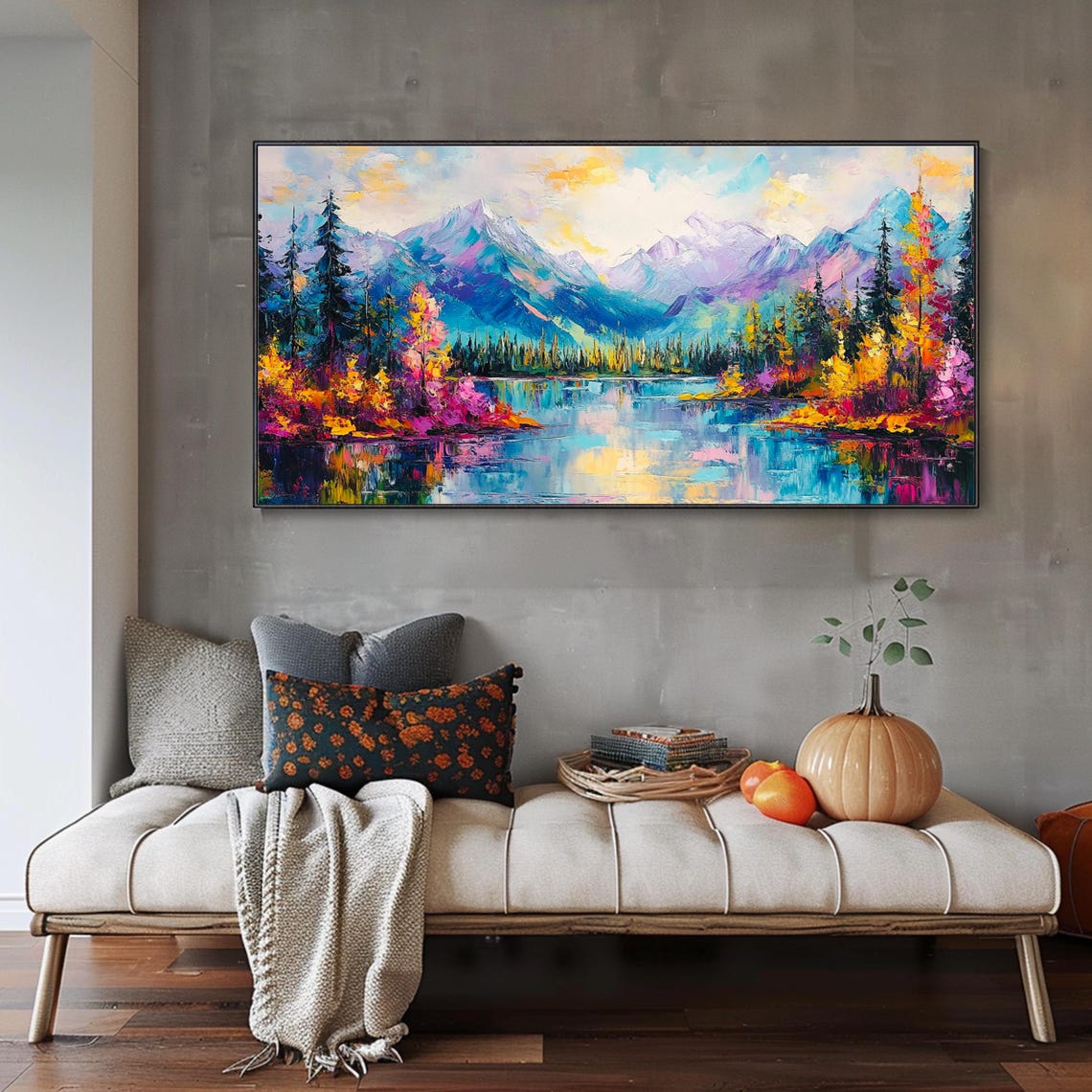 Colorful Mountain Lake Reflection Autumn Shores Landscape Poster - Image 3