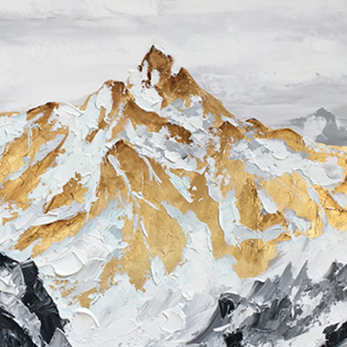 Custom Abstract Gold Snow Mountain Landscape Art Print - Image 2