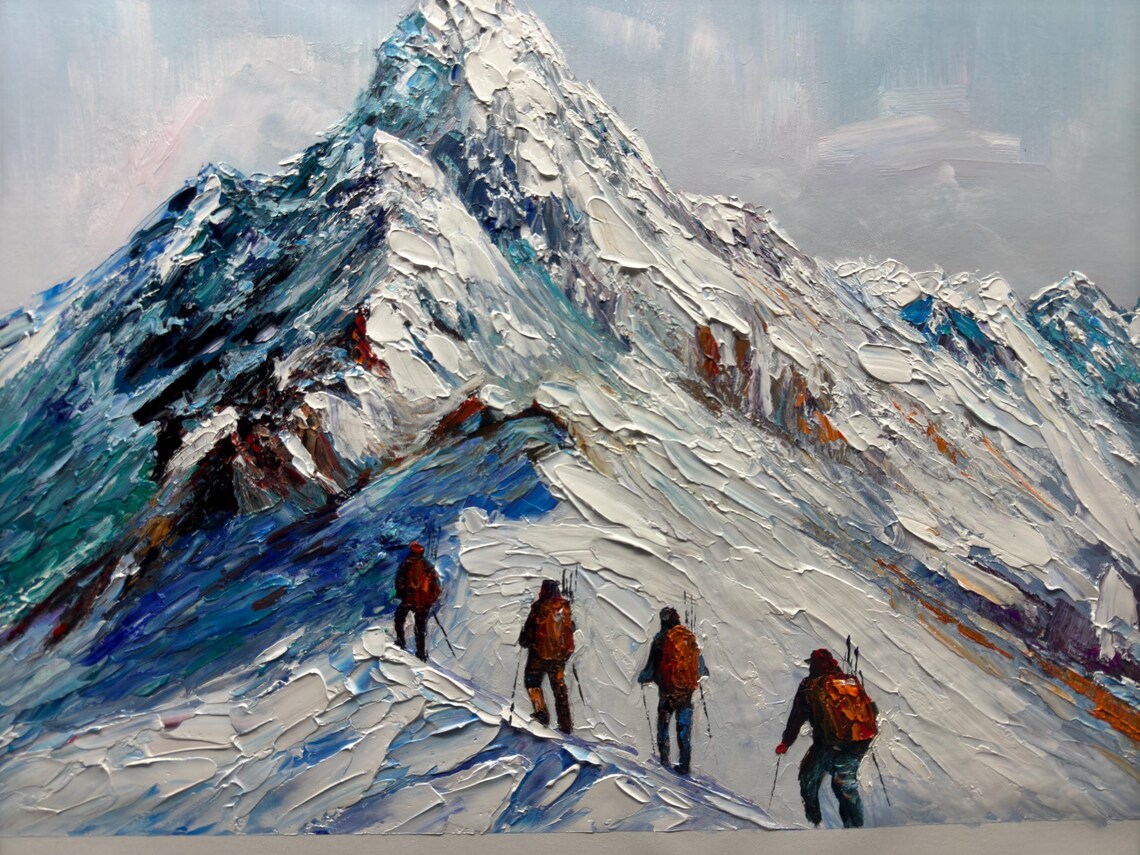 Abstract Mountains Oil Painting Wall Art Print - Image 2