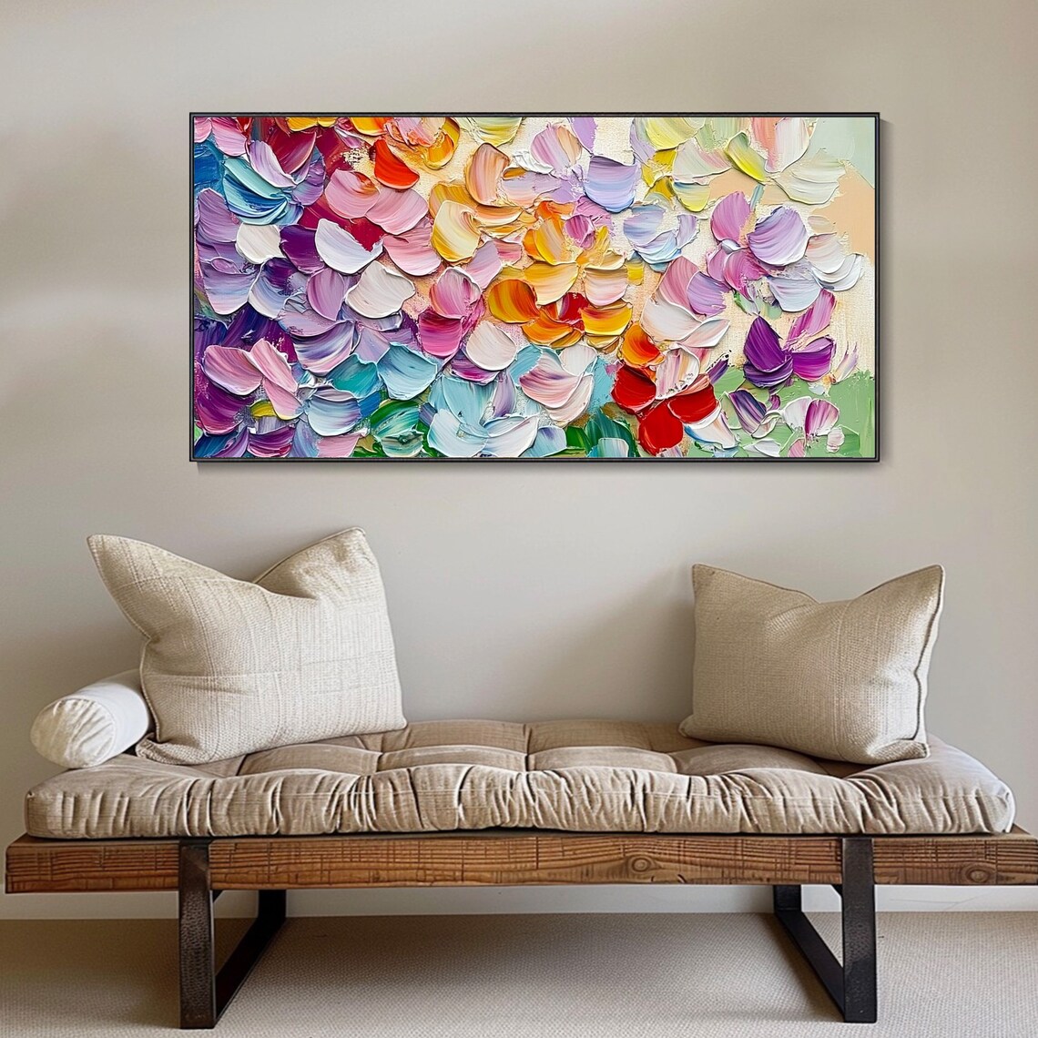 Boho Abstract Landscape Knife Painting Art Print - Image 3