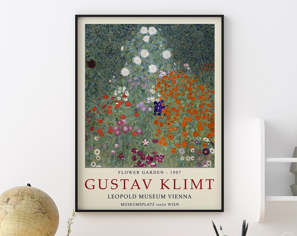 Gustav Klimt Flower Garden 1907 Vienna Museum Exhibition Art Poster - Image 2