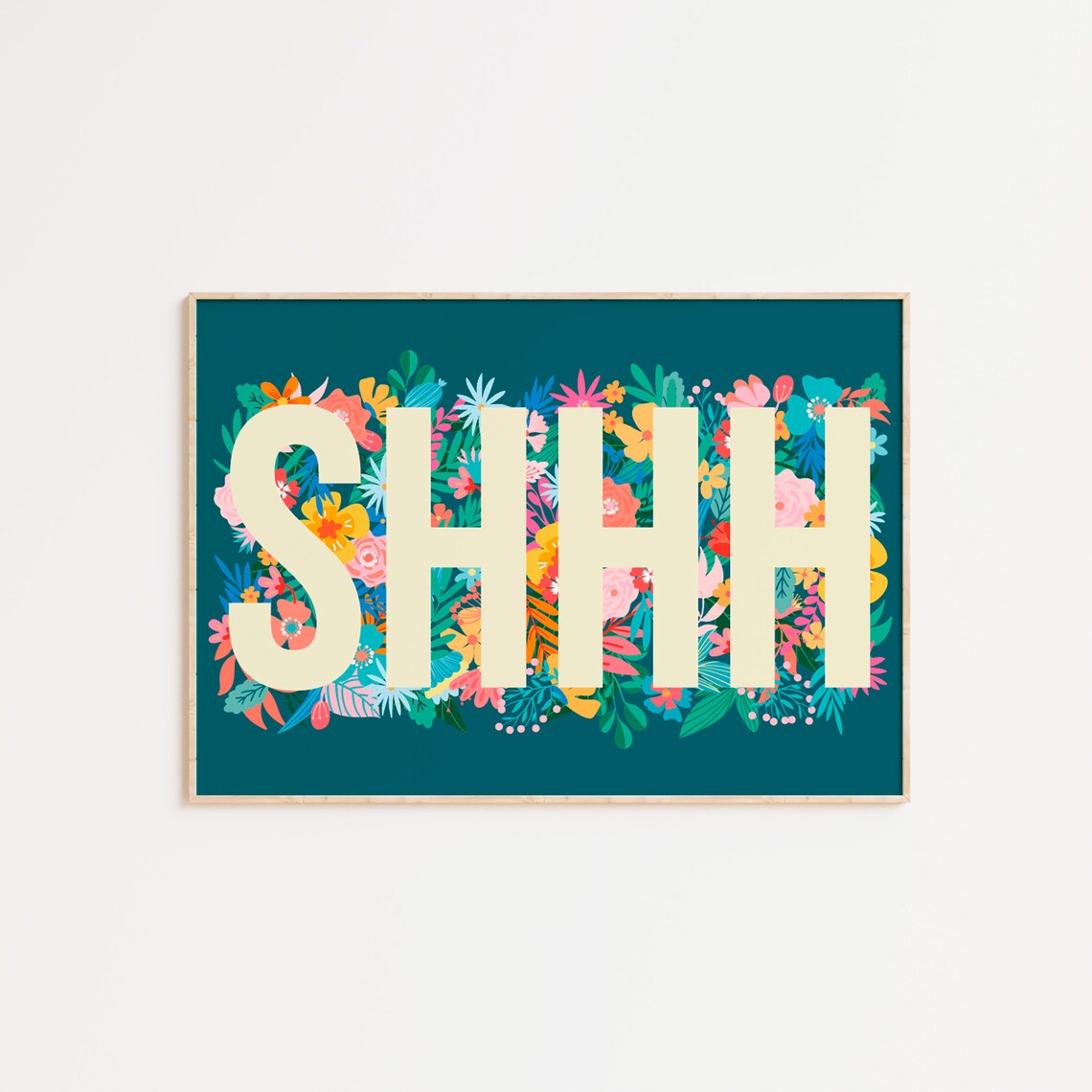 Quirky Floral Shhh Typography Graphic Poster