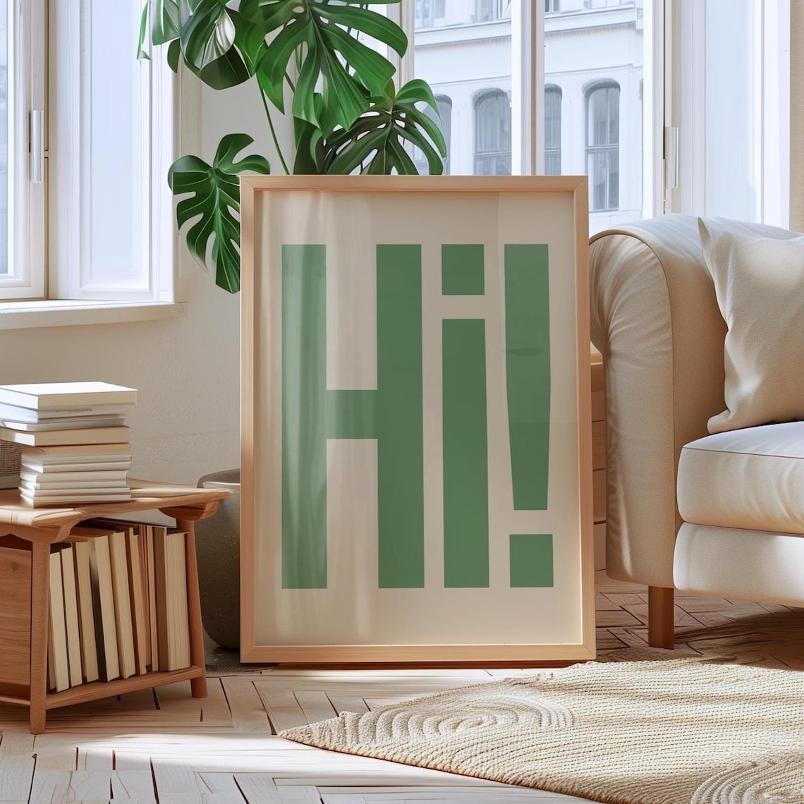 Hi Typography Welcome Graphic Poster, Funky Hallway