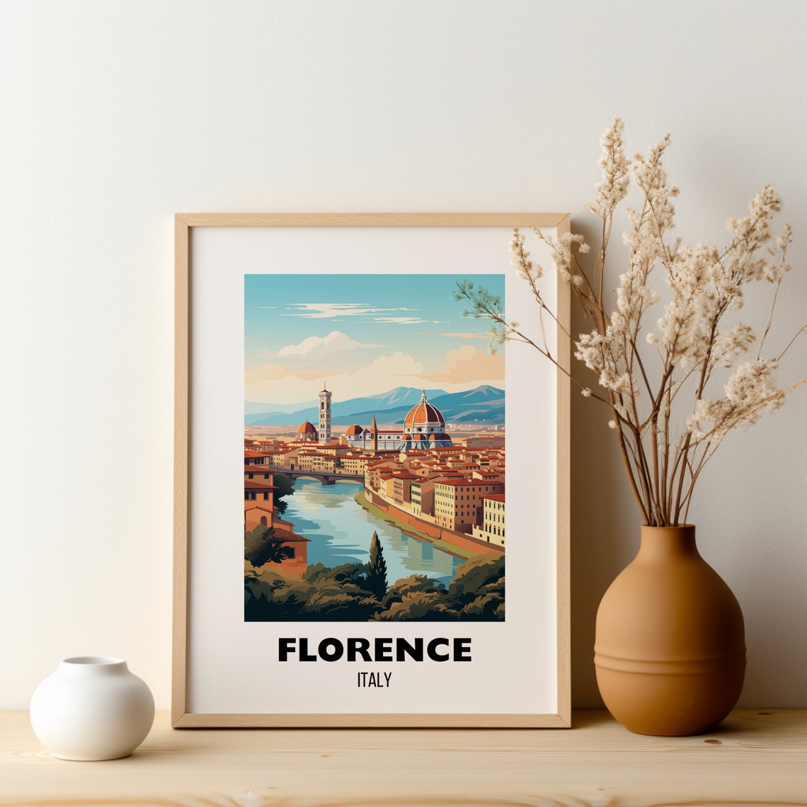 Florence Italy Duomo Arno River Renaissance City Skyline Travel Poster - Image 2
