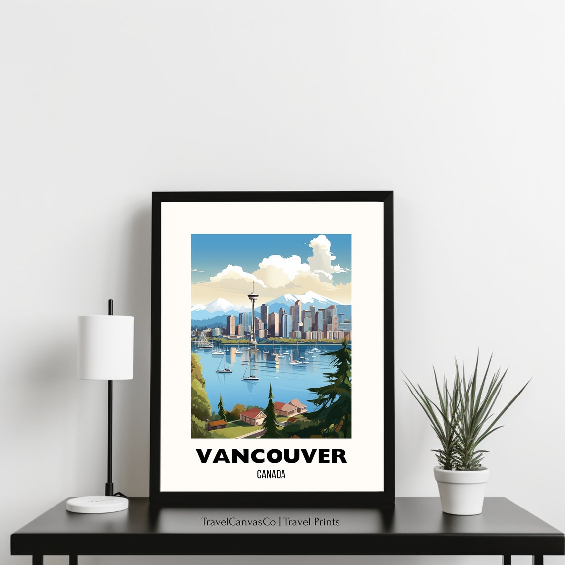 Vancouver Canada Skyline Travel Poster With Harbor and Mountains - Image 3