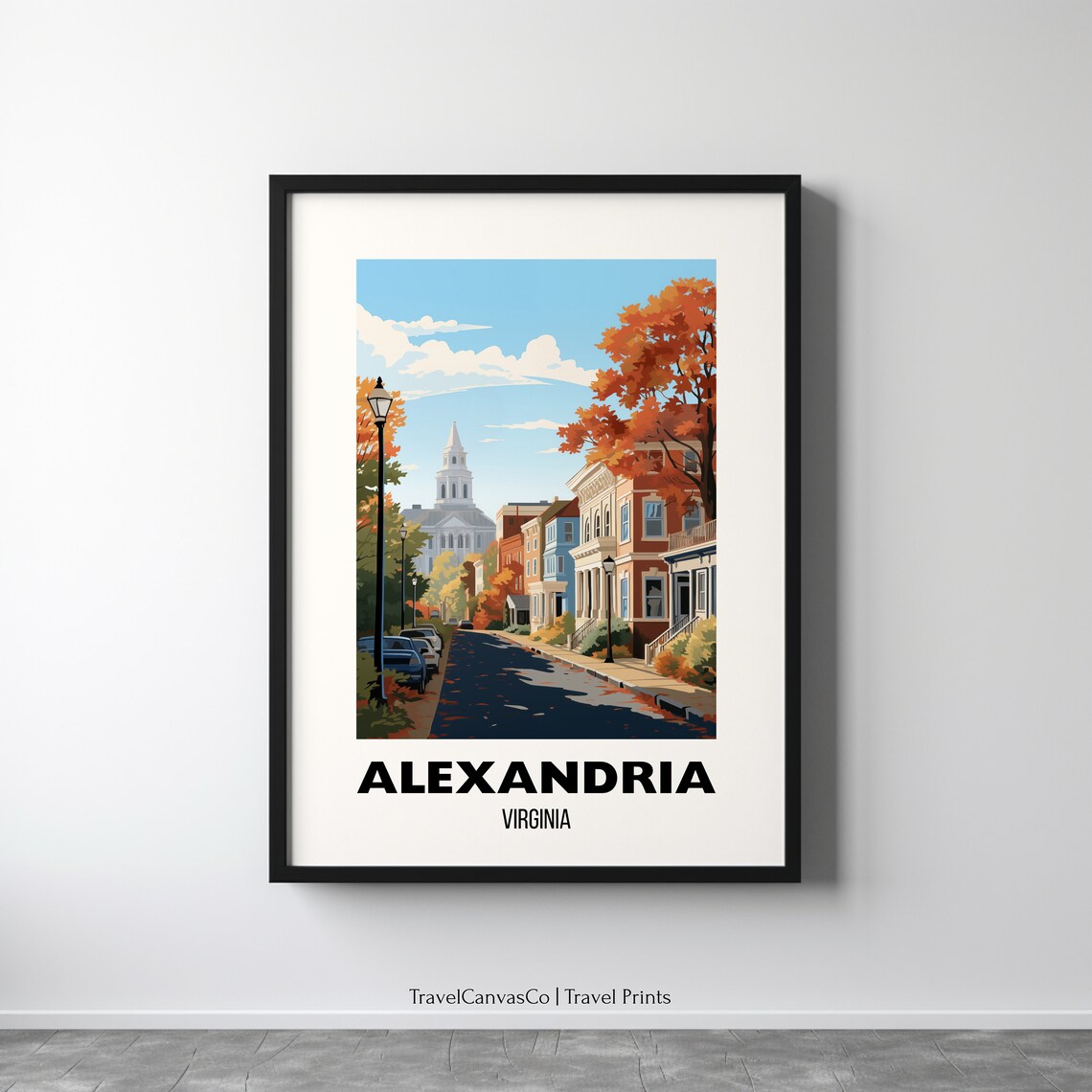 Alexandria Virginia Autumn Old Town Street Scene Travel Poster