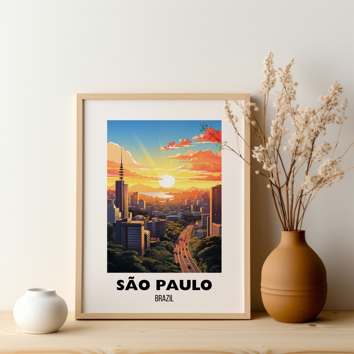 Sao Paulo Brazil Golden Sunset Skyline Cityscape Travel Poster - Image 2