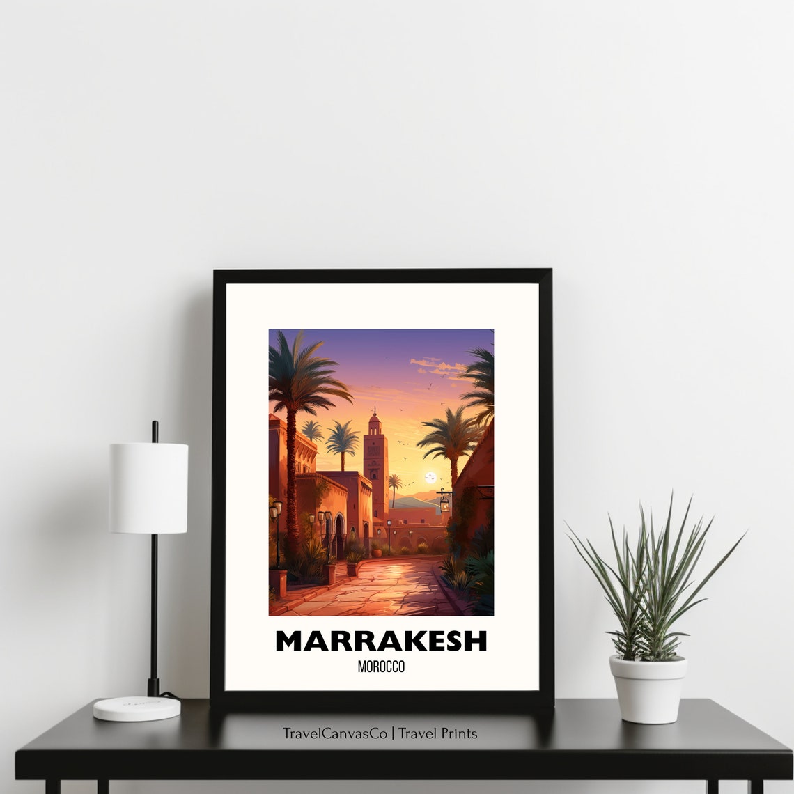 Marrakesh Morocco Sunset Poster With Medina Street and Minaret - Image 3