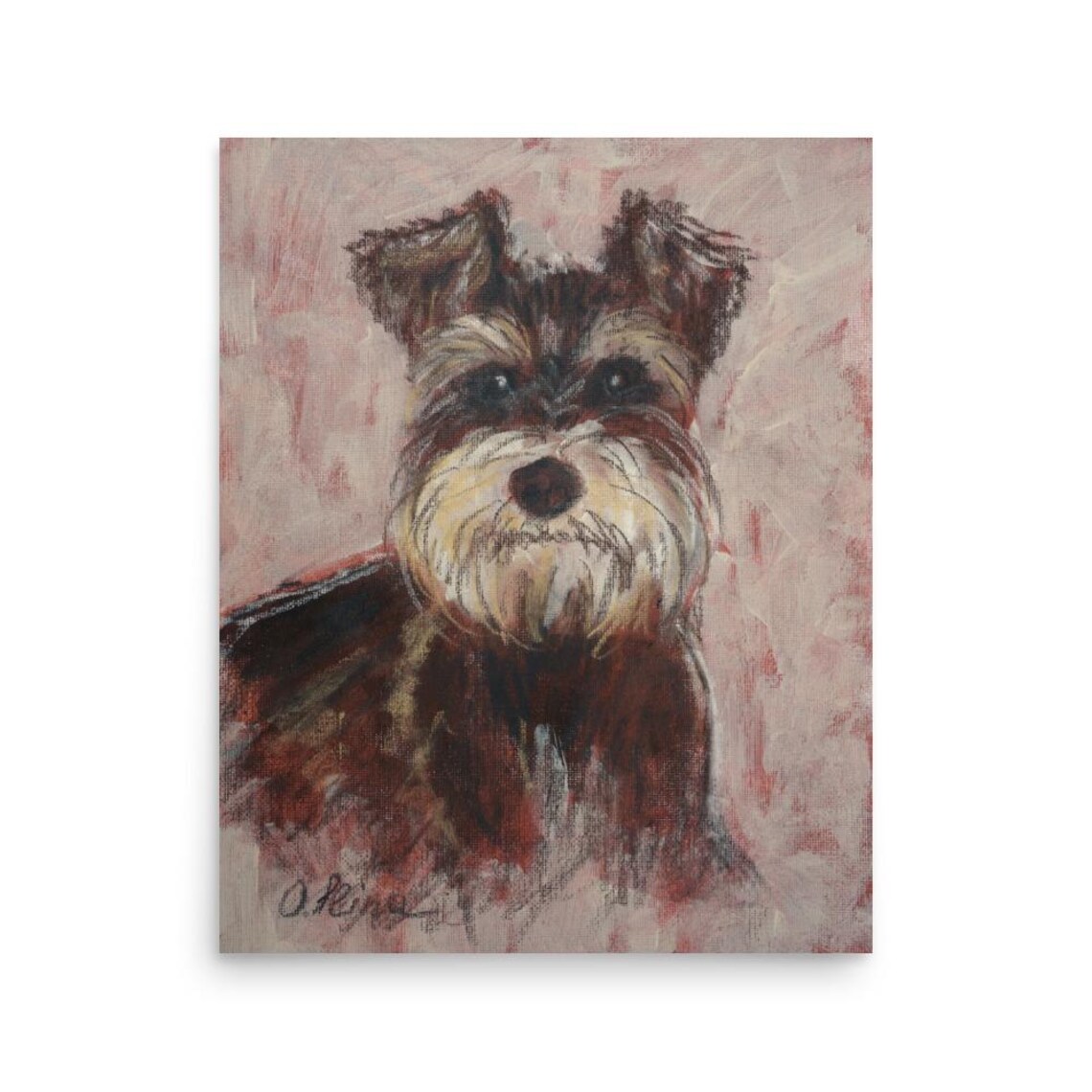 Miniature Schnauzer Portrait Oil Painting Dog Lover Wall Poster - Image 3