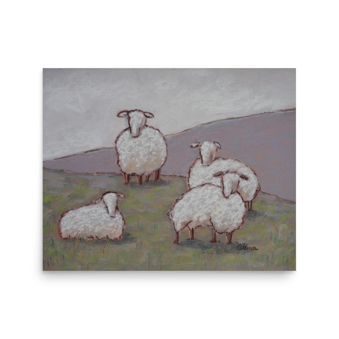Abstract Landscape With Sheeps, Poster Print - Image 3