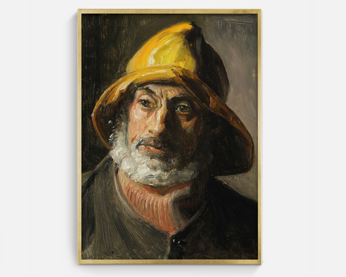 Vintage Fisherman Portrait Art Print, Antique Mariner