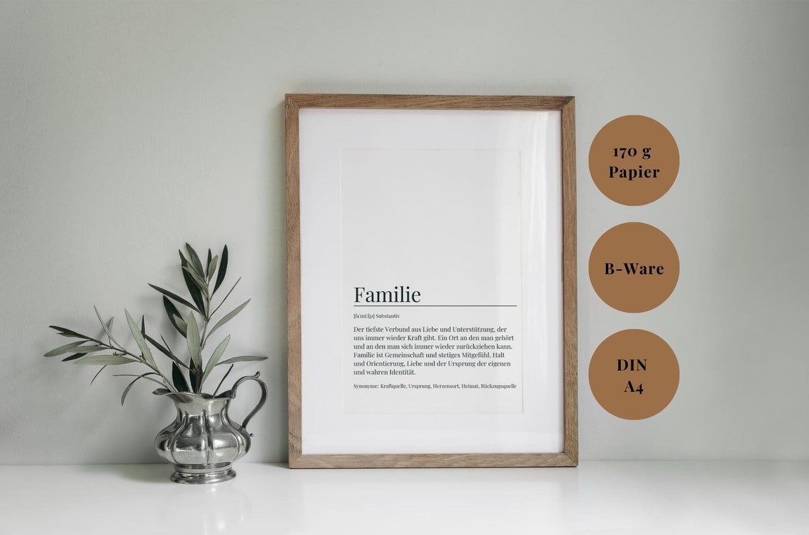 Familie Definition German Dictionary Family Home Decor Poster