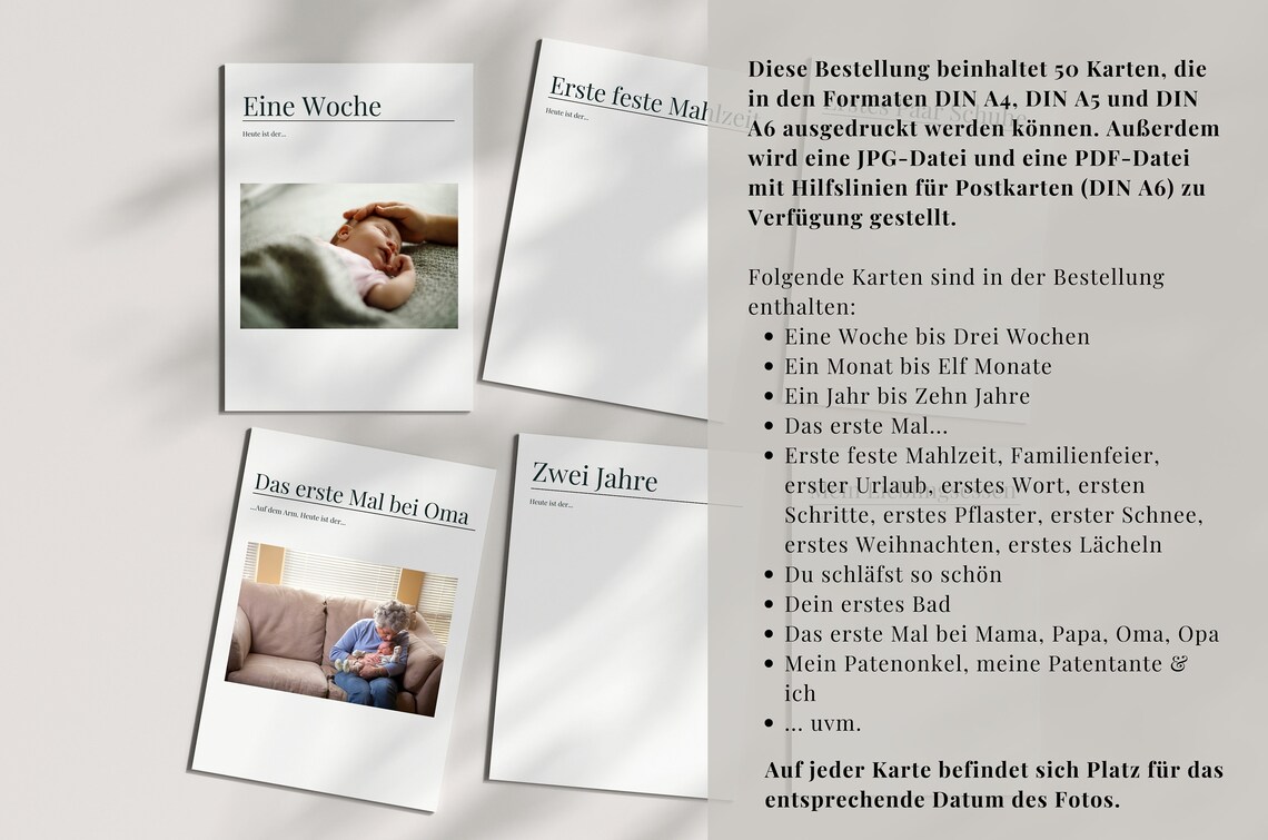 Baby Milestone Cards 50 German Printables First 10 Years Photo Print - Image 4