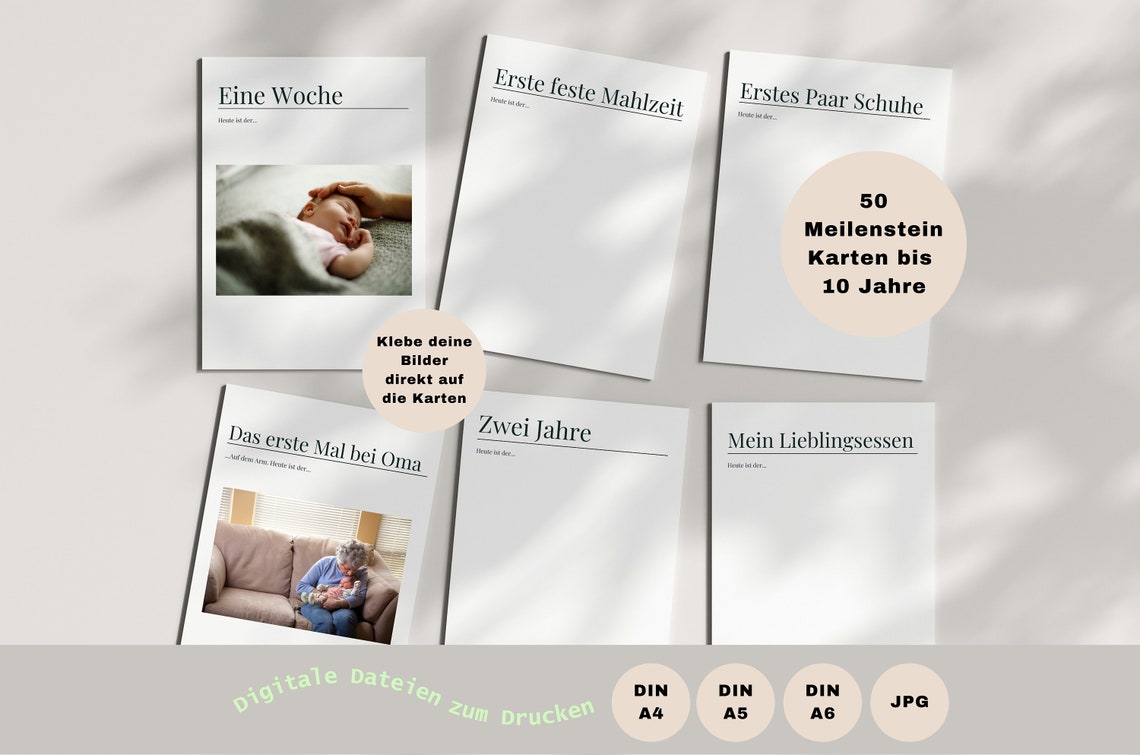 Baby Milestone Cards 50 German Printables First 10 Years Photo Print