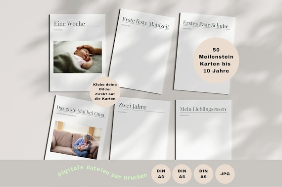 Baby Milestone Cards 50 German Printables First 10 Years Photo Print