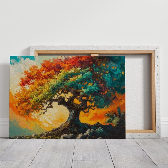 Colorful Abstract Tree Wall Art Bold Nature Inspired Artwork With Vibrant Brushstrokes For Unique Home And Office Decor