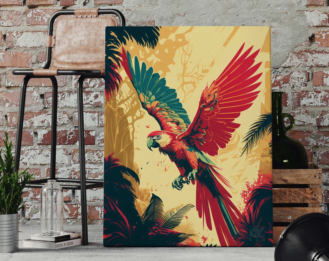 Scarlet Macaw In Flight Poster Bold Red Tropical Parrot Jungle Art