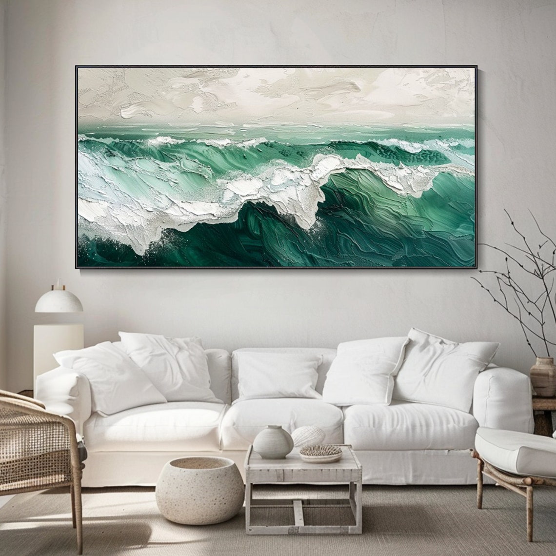 Emerald Green Ocean Wave White Foam Surf Texture Seascape Art Poster - Image 3
