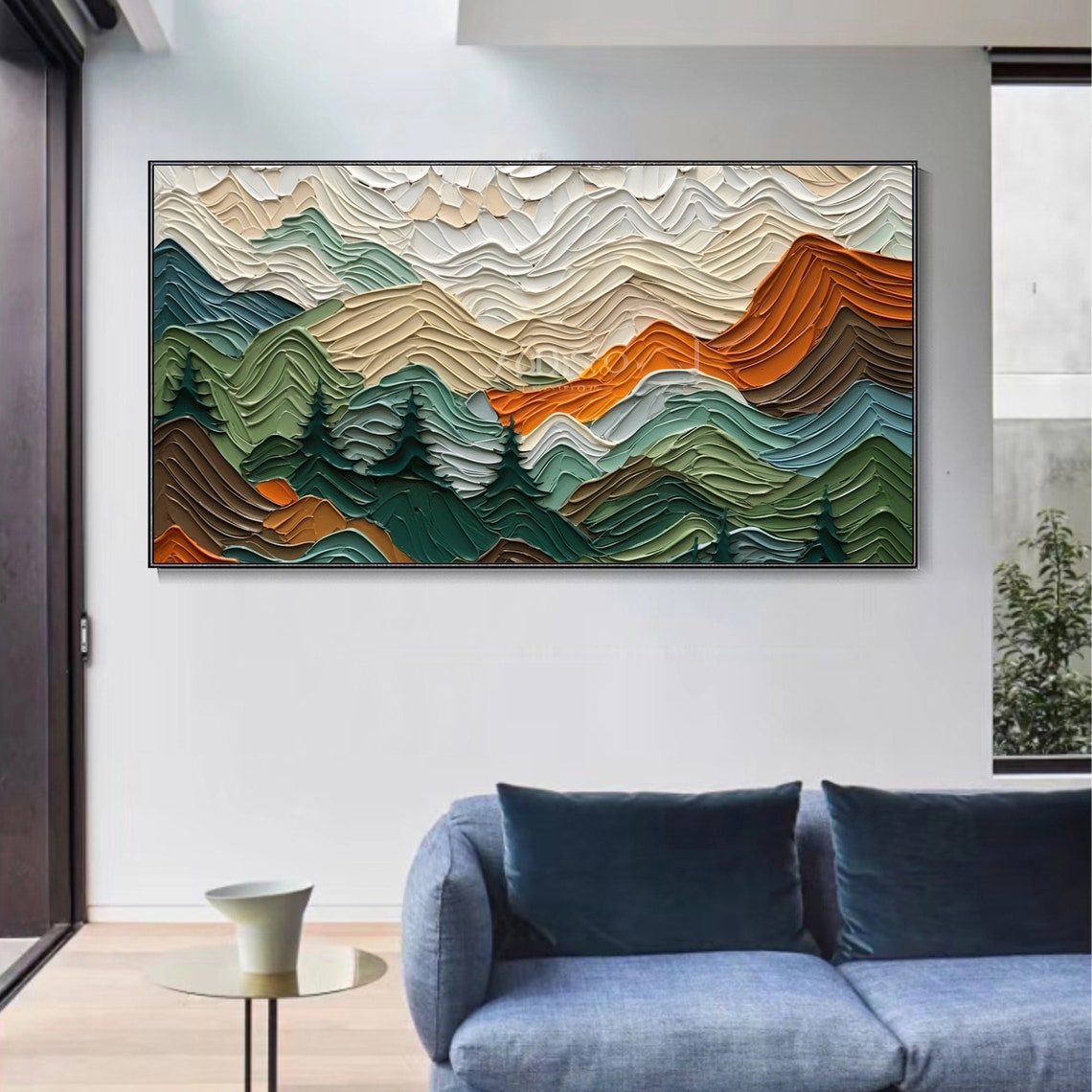 Colorful Abstract Mountain Peaks Thick Textured Landscape Art Poster - Image 4
