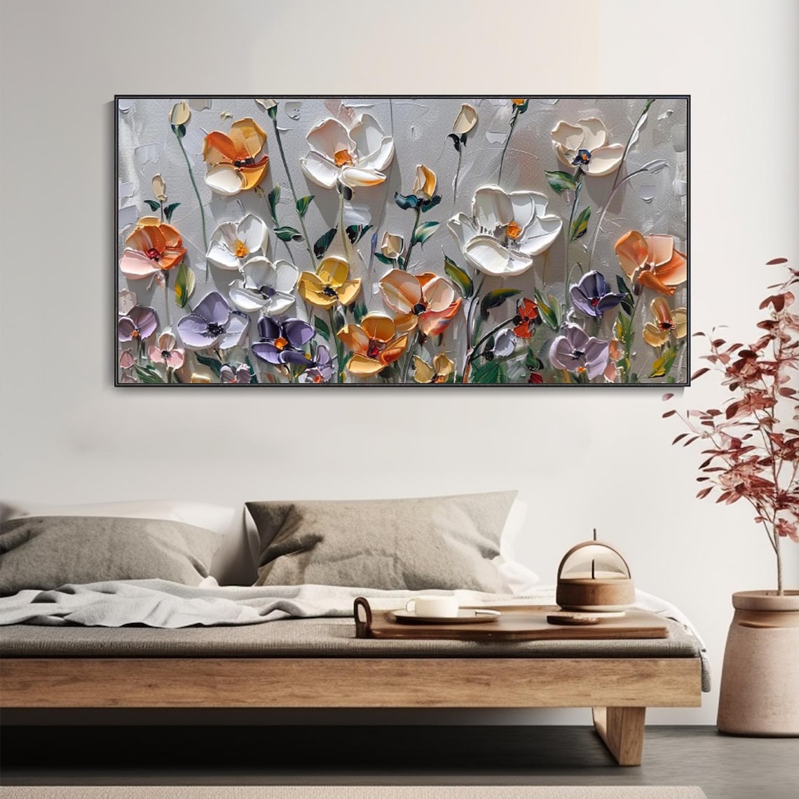 Abstract Flower Landscape, Oil Painting Print, Bedroom Decor - Image 4