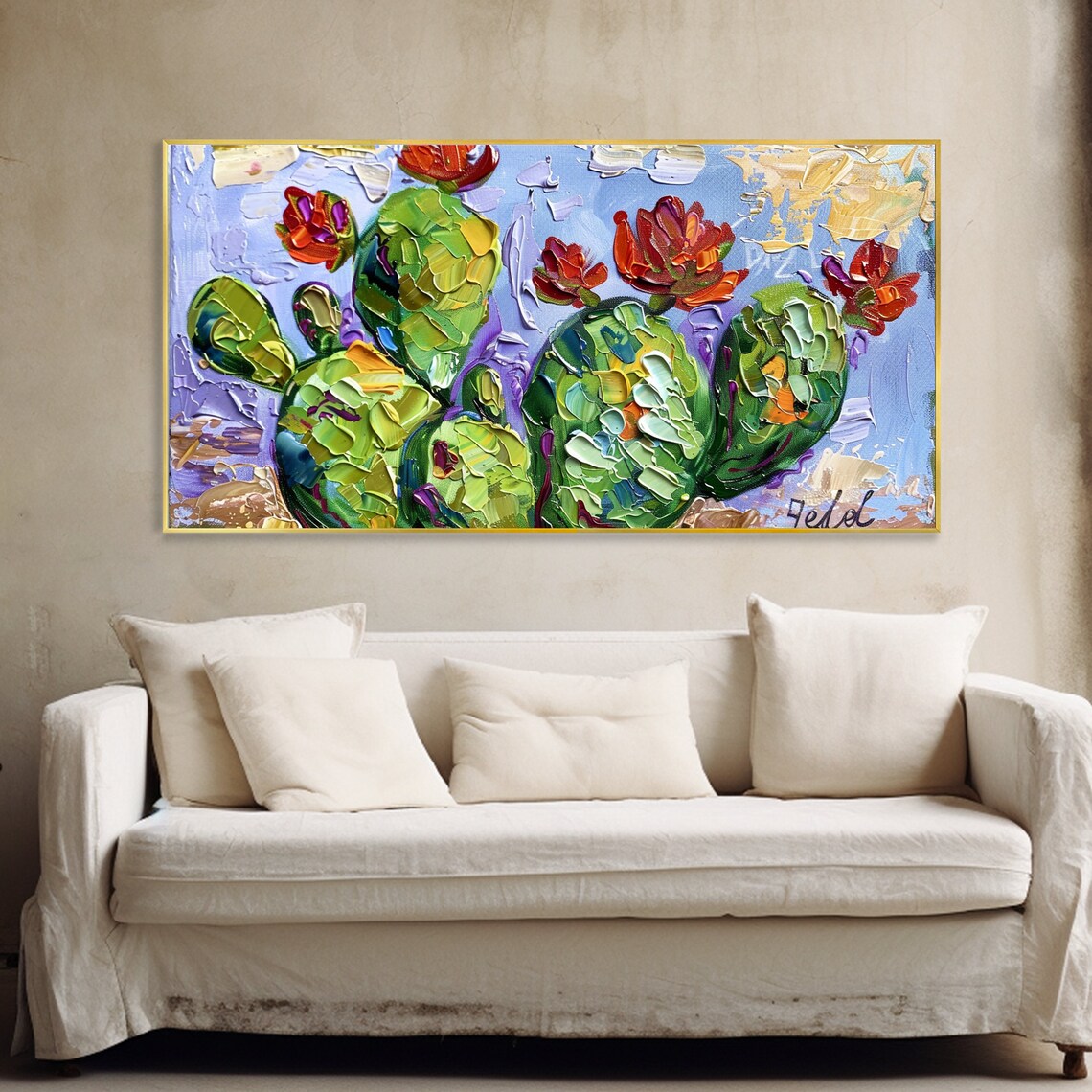 Cactus Oil Painting, Abstract Botanical Art Print - Image 3