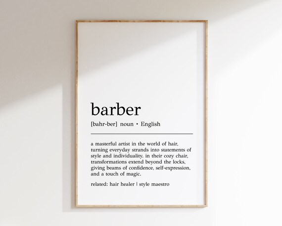 Barber Definition Dictionary Barbershop Stylist Gift Wall Poster