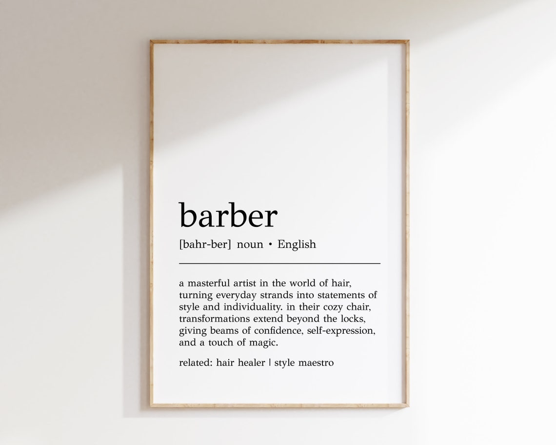 Barber Definition Dictionary Barbershop Stylist Gift Wall Poster