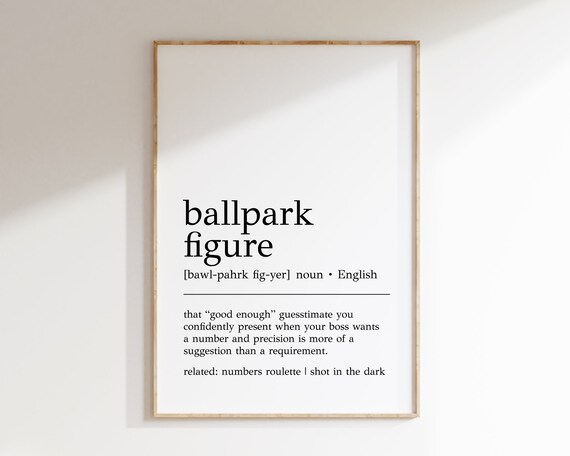 Ballpark Figure Definition Print Funny Office Decor Home Office Wall Art Ballpark Figure Print Funny Cubicle Decor