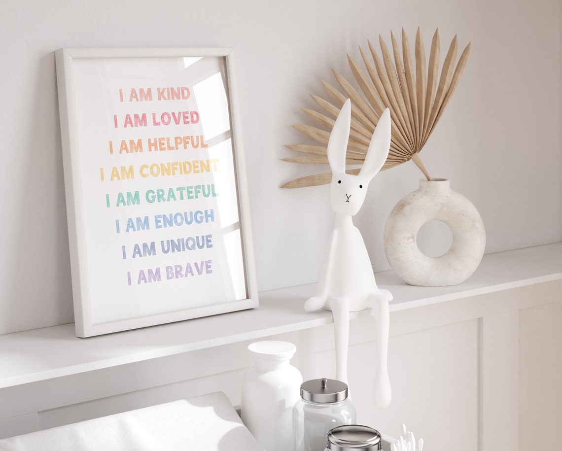 Pastel Rainbow Kids Affirmations Positive Words Nursery Decor Poster - Image 2