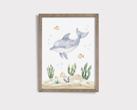 Dolphin Nursery Print Dolphin Decor Under The Sea Nursery Decor Playroom Wall Art Sea Nursery Decor Under The Sea Print