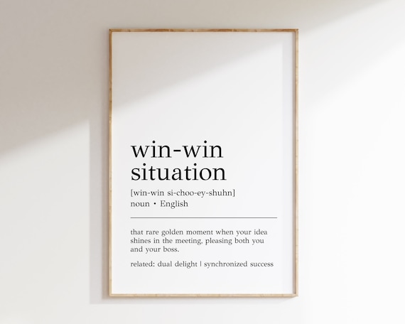 Winwin Situation Definition Print Funny Office Wall Art Home Office Decor Cubicle Wall Art Winwin Situation Print Print