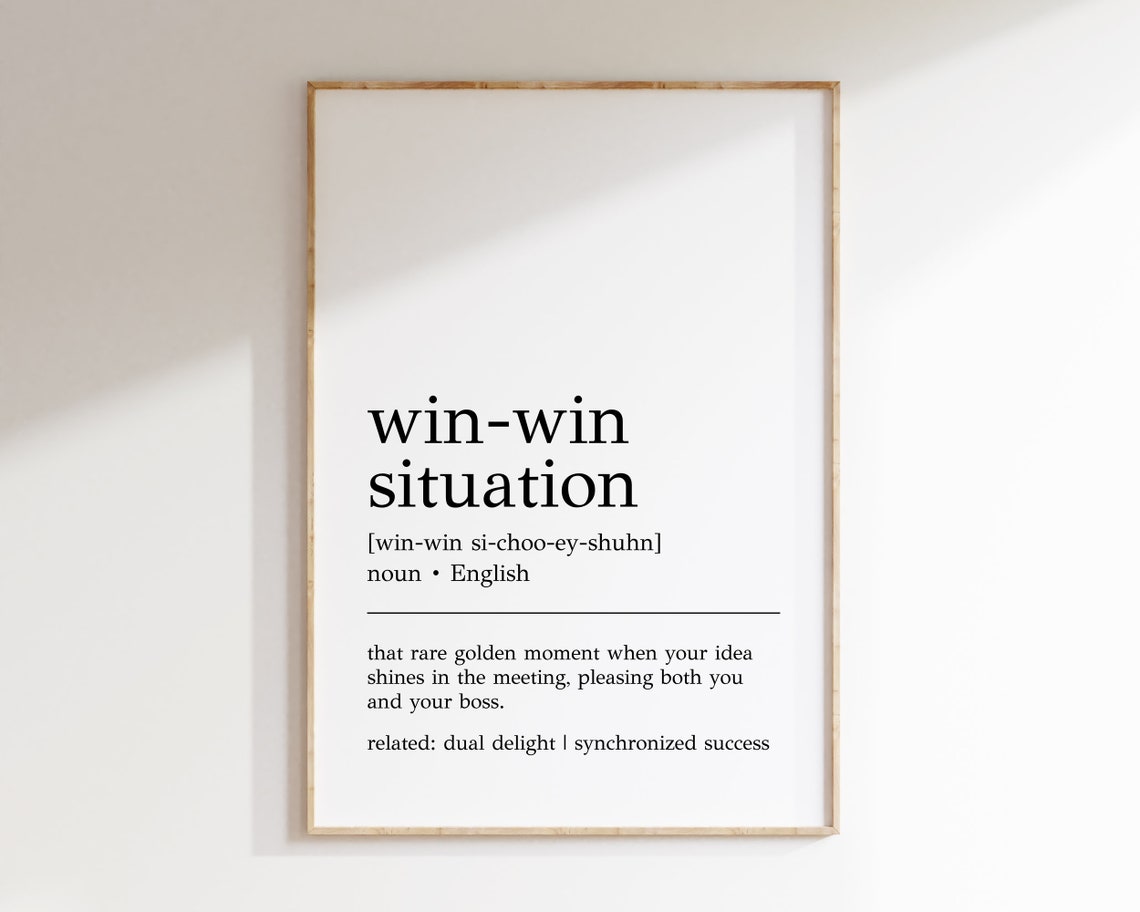 Win-Win Situation Funny Office Phrase Definition Wall Decor Print