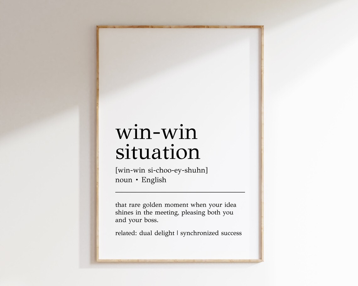Winwin Situation Definition Print Funny Office Wall Art Home Office Decor Cubicle Wall Art Winwin Situation Print Print