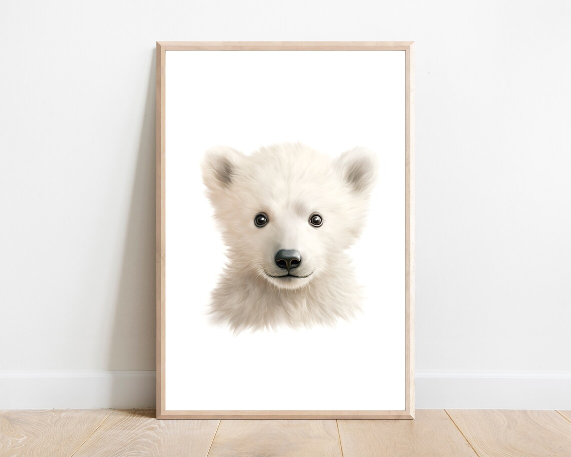Polar Bear Nursery Decor Art Print, Arctic Animal