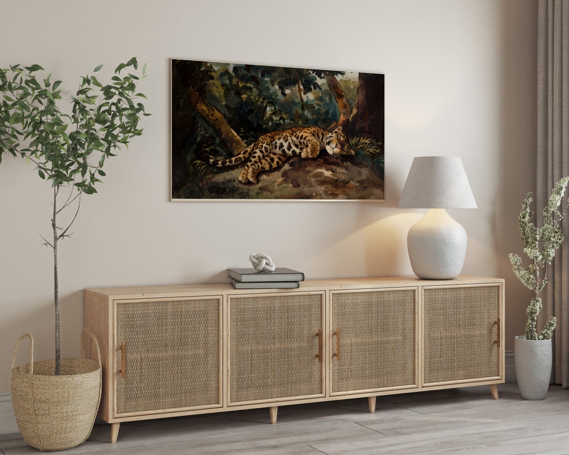Sleeping Jaguar in Jungle Watercolor Print Spotted Big Cat Art - Image 2