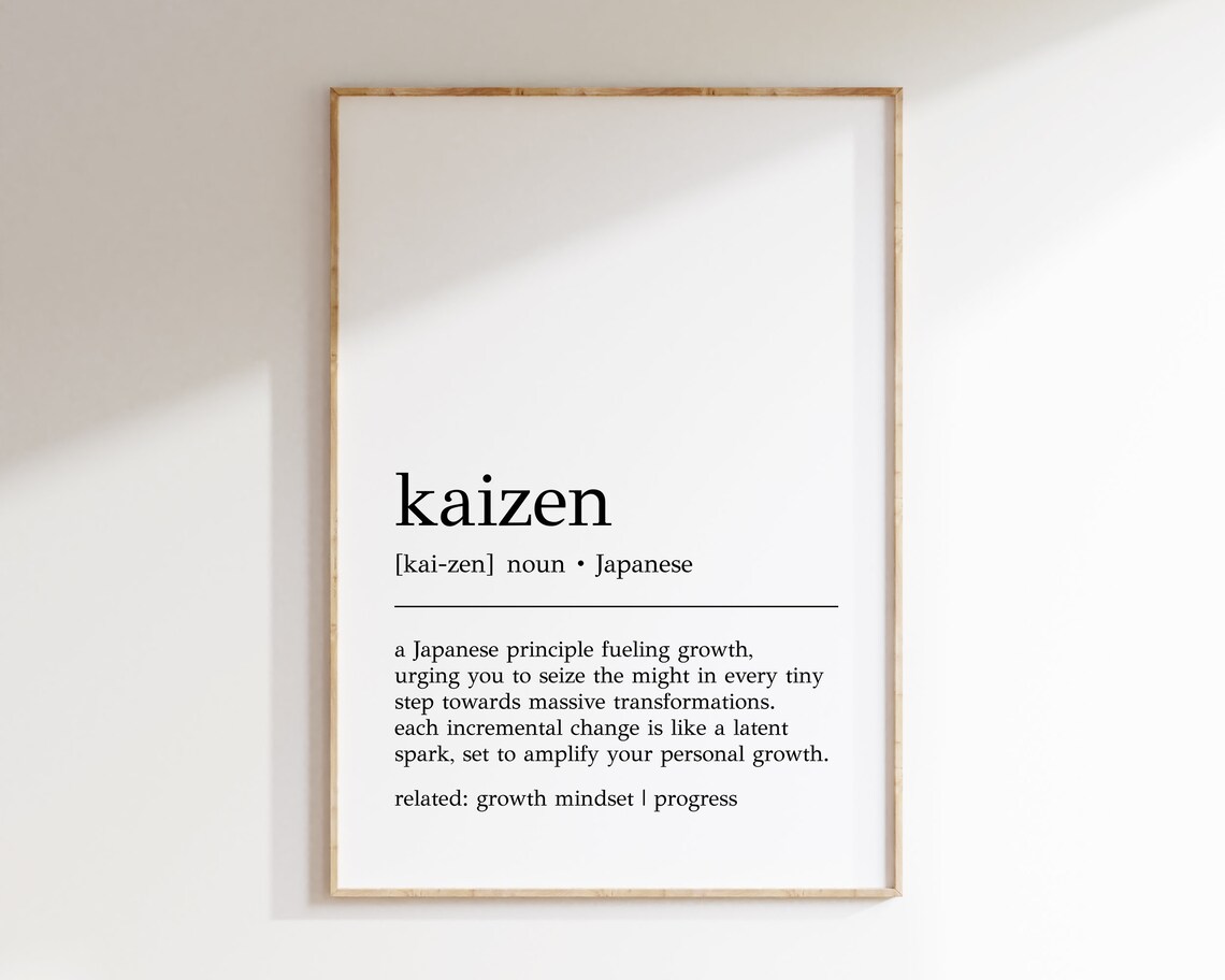 Kaizen Definition Poster, Japanese Motivational Art