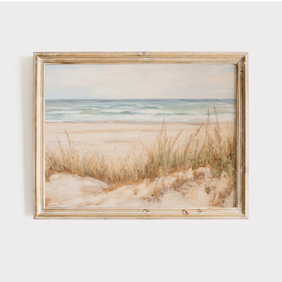 Tranquil Beach Dunes Coastal Landscape Ocean Painting Poster