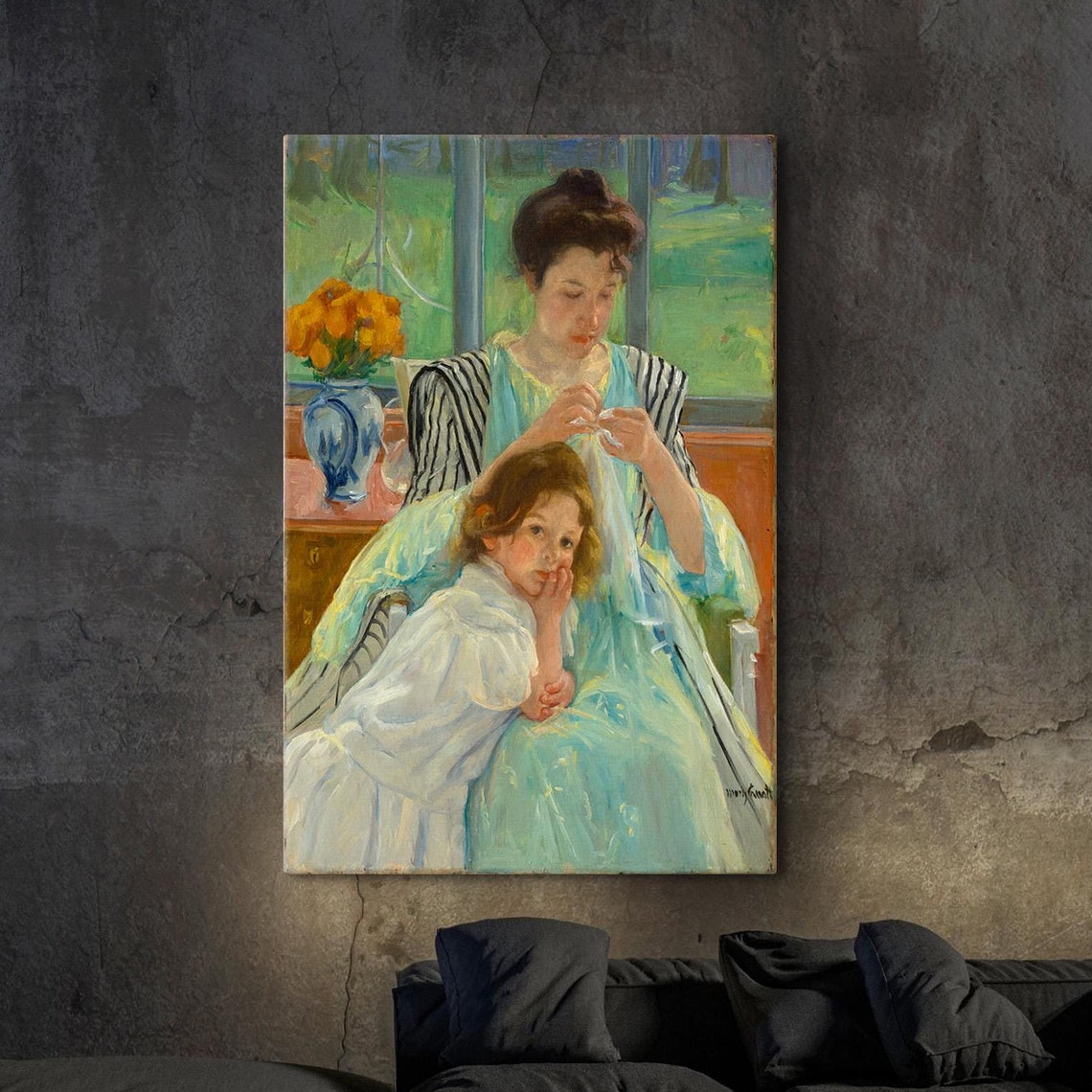 Mary Cassatt Young Mother Sewing Impressionist Mother Child Poster
