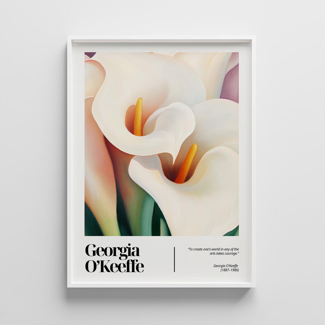 Georgia O'Keeffe Style White Calla Lily Flower Garden Art Print