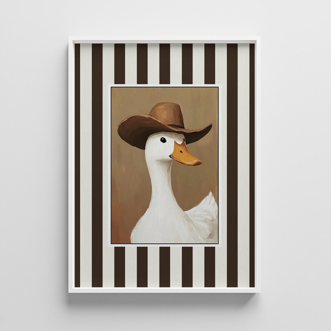 Cowboy Duck Close Up Portrait Warm Brown Farmhouse Nursery Poster