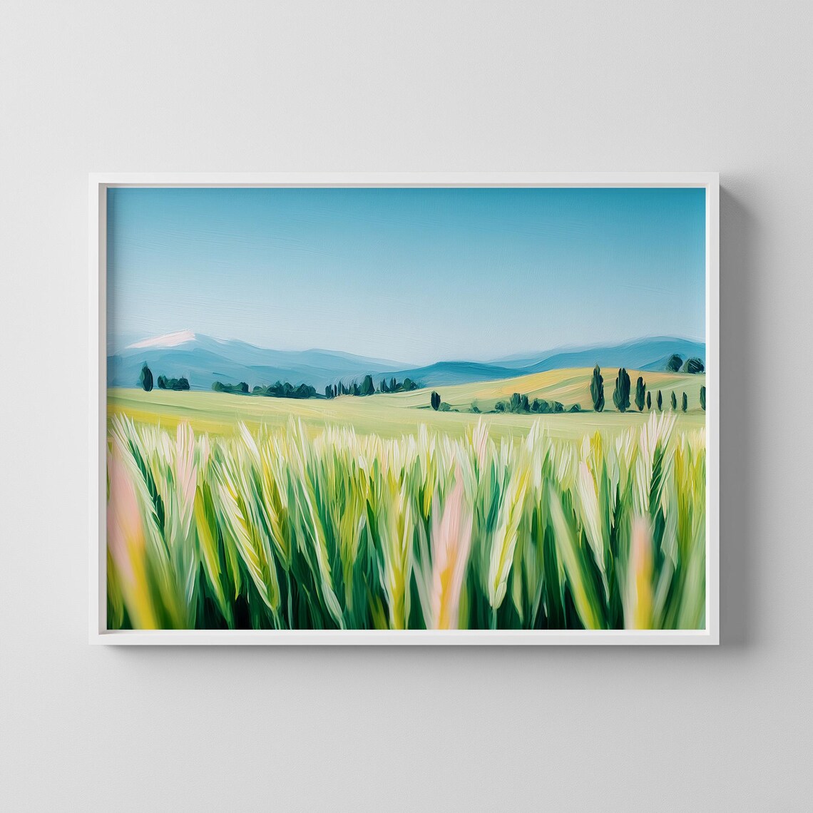 Golden Wheat Field Countryside Landscape Nature Painting Poster