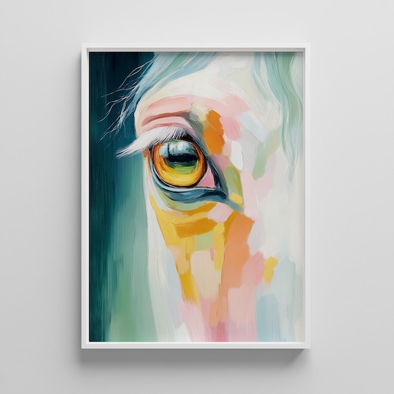 Horse Eye Close Up Soft Pastel Equine Portrait Animal Art Poster
