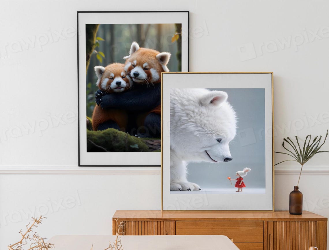 Giant Fluffy White Bear Nose to Nose with a Little Girl Poster - Image 3