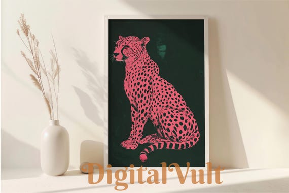 Pink Cheetah Preppy Poster Print for Girls' Decor