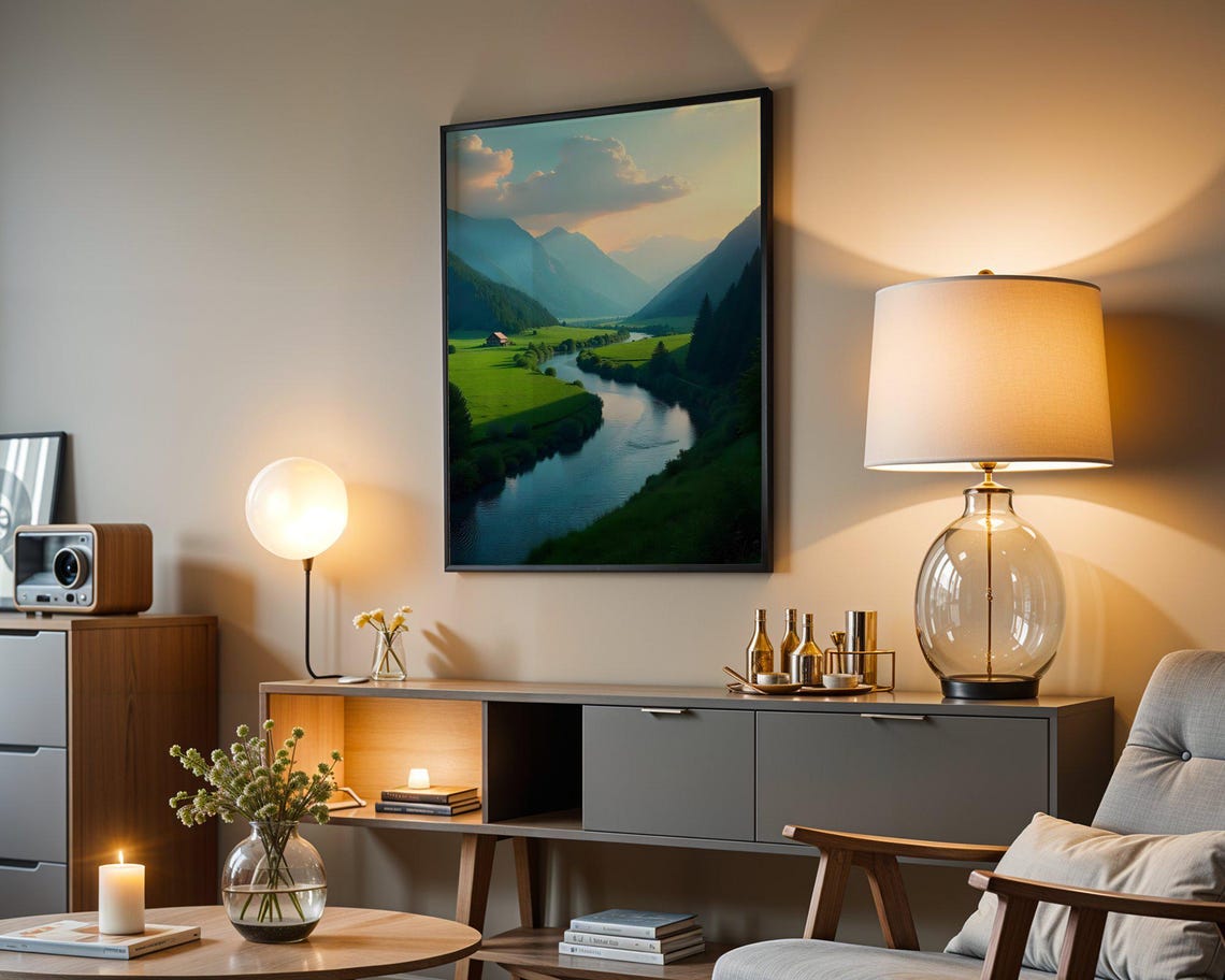 Serene Mountain Landscape River Valley Wall Art Print Nature Scene Home Decor Tranquil Countryside Poster Wilderness Artwork - Image 5